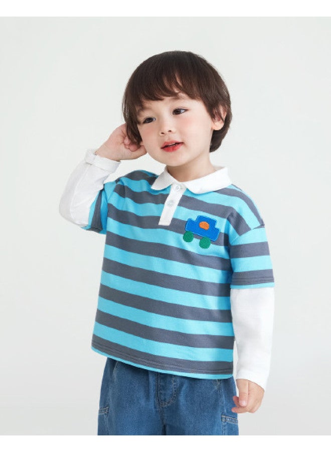 Boys' Sweatshirt Spring/autumn Kids' Polo Collar Shirt Top Toddler Clothes Baby Boy - Image 1
