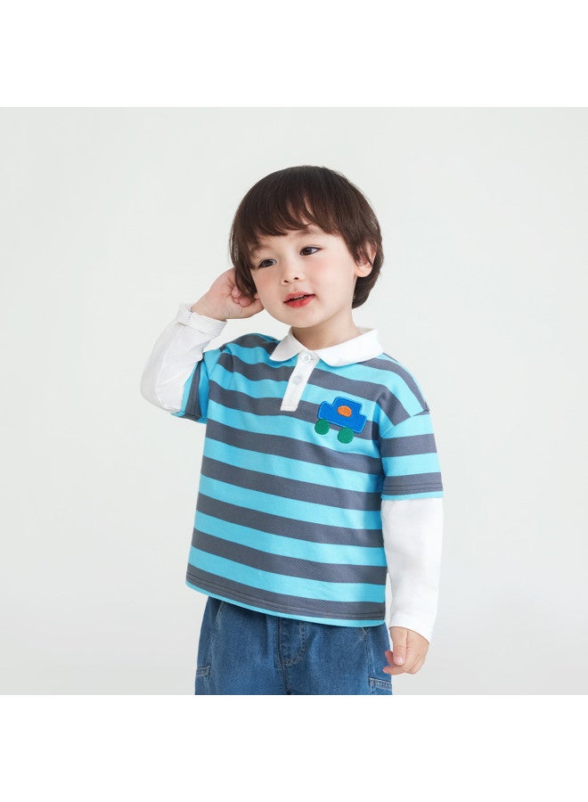 Boys' Sweatshirt Spring/autumn Kids' Polo Collar Shirt Top Toddler Clothes Baby Boy - Image 2