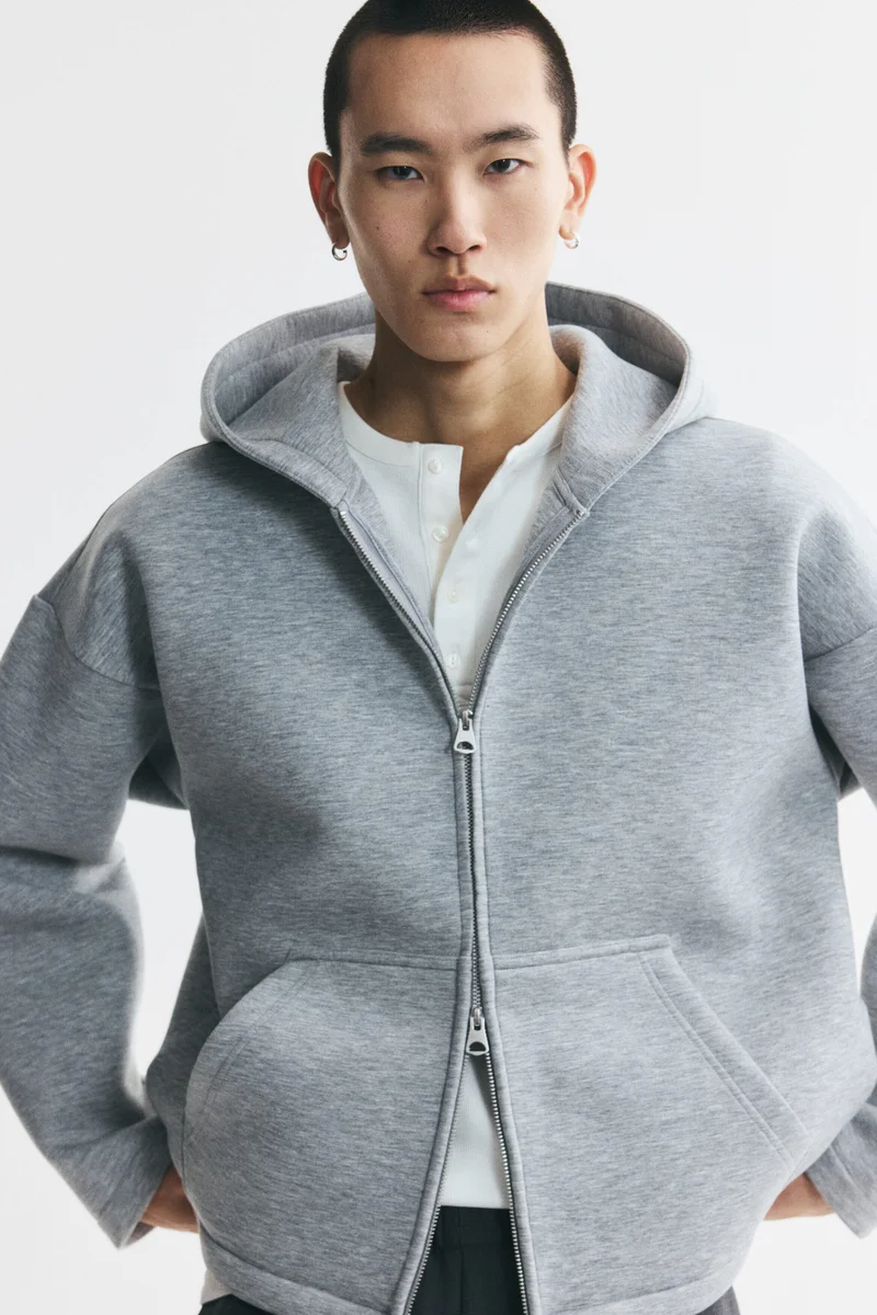H&M  Oversized Fit Scuba zip-through hoodie for Men | Best Price UAE