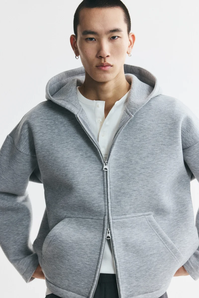 Oversized Fit Scuba zip-through hoodie