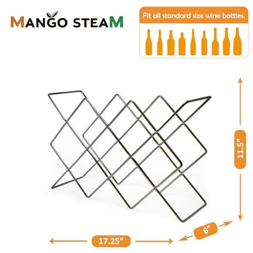 Mango Steam Elegant 10 Bottle Wine Rack Holder for Countertop and Fridge Storage - Gray Silver Metallic - Image 5