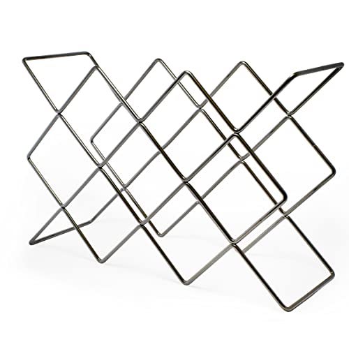 Mango Steam Elegant 10 Bottle Wine Rack Holder for Countertop and Fridge Storage - Gray Silver Metallic - Image 1