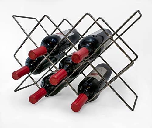 Mango Steam Elegant 10 Bottle Wine Rack Holder for Countertop and Fridge Storage - Gray Silver Metallic - Image 4