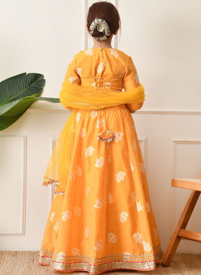 Indi-Loom Couture Girls Embellished Sequinned Lehenga & Blouse With Dupatta - Image 4