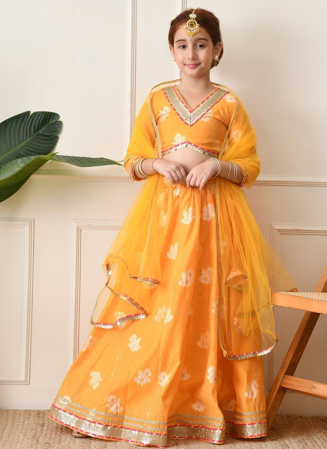 Indi-Loom Couture Girls Embellished Sequinned Lehenga & Blouse With Dupatta - Image 3