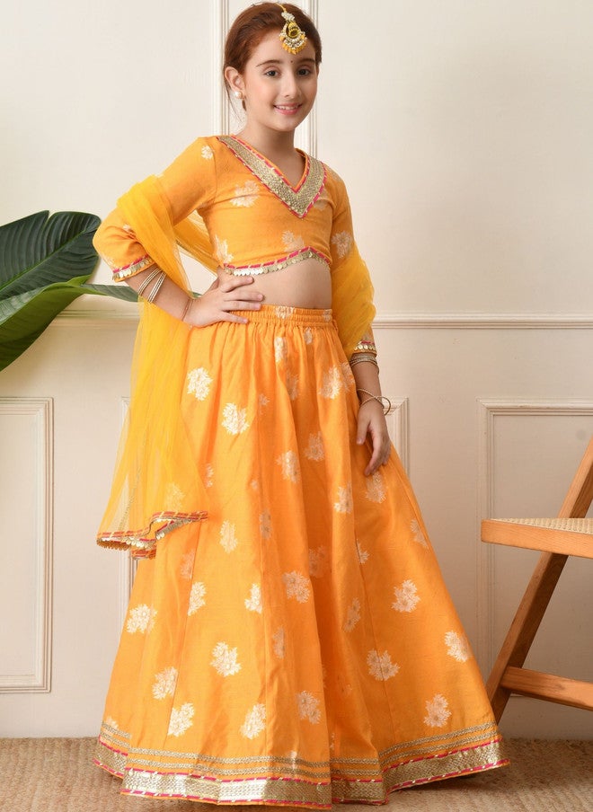 Indi-Loom Couture Girls Embellished Sequinned Lehenga & Blouse With Dupatta - Image 2