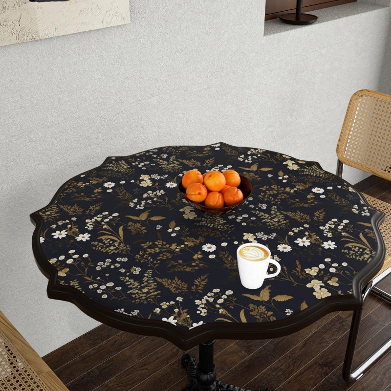 Laatse Dark Floral Wallpaper Peel and Stick 17.5" x 393" Navy Gold Leaf Wallpaper Vinyl Waterproof Self-Adhesive Boho Botanical Wall Paper Navy Blue Decor for Bathroom Bookcase Bedroom Cabinet - Image 4