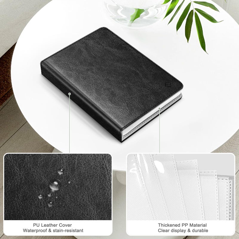 Fintie ألبوم صور Fintie لأفلام بولارويد بحجم 3.5x4.25 بوصة - 64 جيب ألبومات صغيرة متوافقة مع Fujifilm Instax Wide EVO/400/300، بولارويد Now+/Now/Flip/I-Type/600/SX-70، أسود عتيق - Image 4