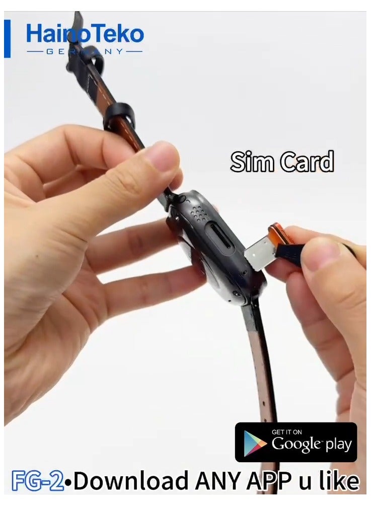 Haino Teko FG-2 5G Android Smart Watch With 5G Support Built in Camera and 2 Pair Straps Designed for Ladies and Gents Silver - Image 3