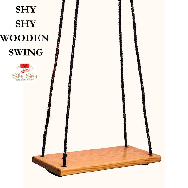 Shy Shy Let s Touch The Sky Shy Shy Wooden Swing for Home and Outdoor Garden with Hanging Accessories Swing for Living Room Balcony Swing Tree Swing - Image 5