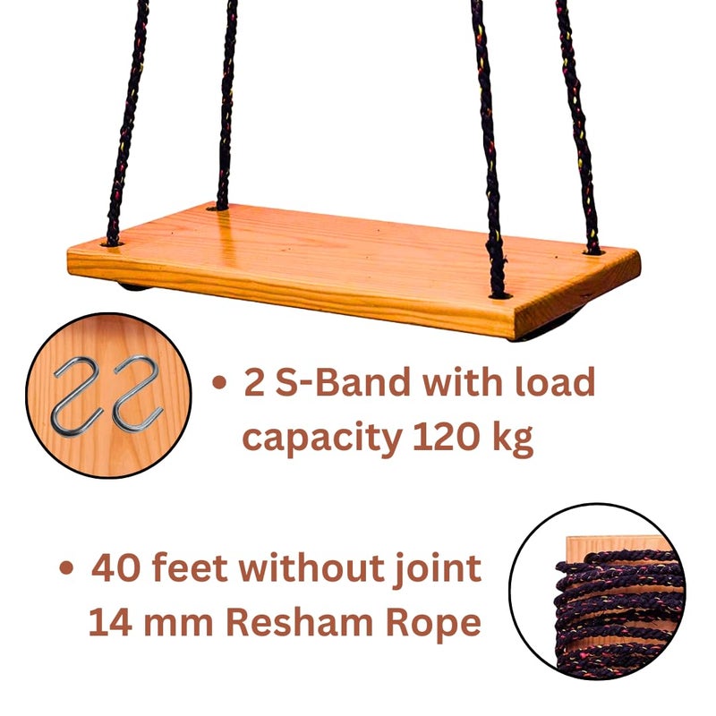 Shy Shy Let s Touch The Sky Shy Shy Wooden Swing for Home and Outdoor Garden with Hanging Accessories Swing for Living Room Balcony Swing Tree Swing - Image 4