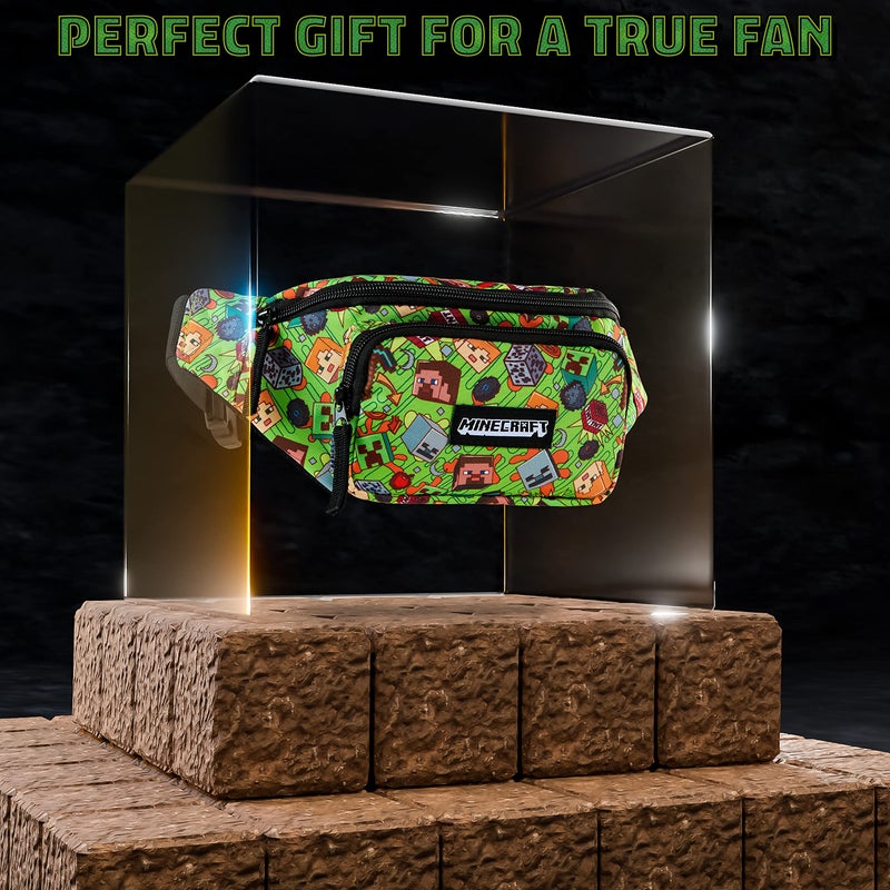 Minecraft Boys Fashion Waist Pack with Adjustable Strap, Creeper Travel Bag - Gamer Gifts (Multi) - Image 2