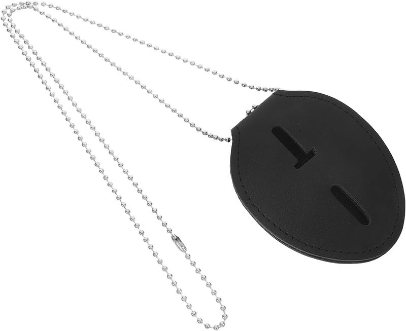 Pu Badge Holder with Fastener and Bead Chain Nail Badge Attachment Id Card Protector for Men and Women in Office and Security Settings - Image 1