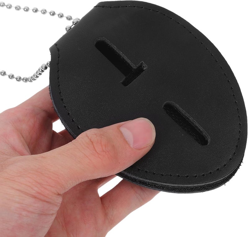 Pu Badge Holder with Fastener and Bead Chain Nail Badge Attachment Id Card Protector for Men and Women in Office and Security Settings - Image 3