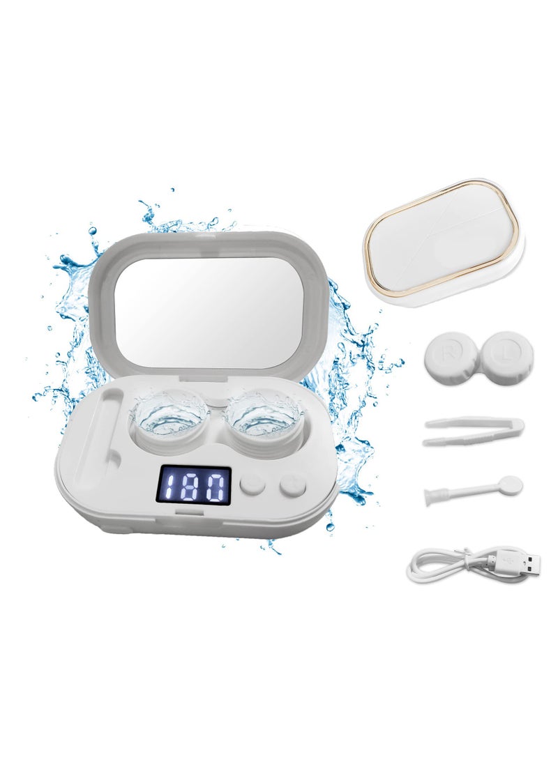 KASTWAVE Contact Lens Cleaner Machine, Portable Ultrasonic AutoContact Lens Cleaner with USB Charger LED Display for Daily Care Fast Cleaning Soft and Hard Contact Lenses(White)  - Image 1