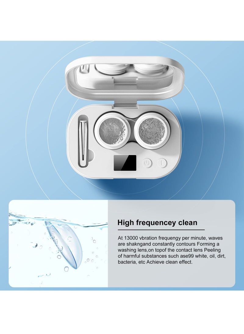 KASTWAVE Contact Lens Cleaner Machine, Portable Ultrasonic AutoContact Lens Cleaner with USB Charger LED Display for Daily Care Fast Cleaning Soft and Hard Contact Lenses(White)  - Image 3