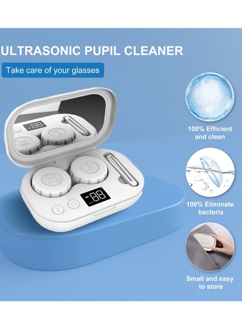 KASTWAVE Contact Lens Cleaner Machine, Portable Ultrasonic AutoContact Lens Cleaner with USB Charger LED Display for Daily Care Fast Cleaning Soft and Hard Contact Lenses(White)  - Image 2