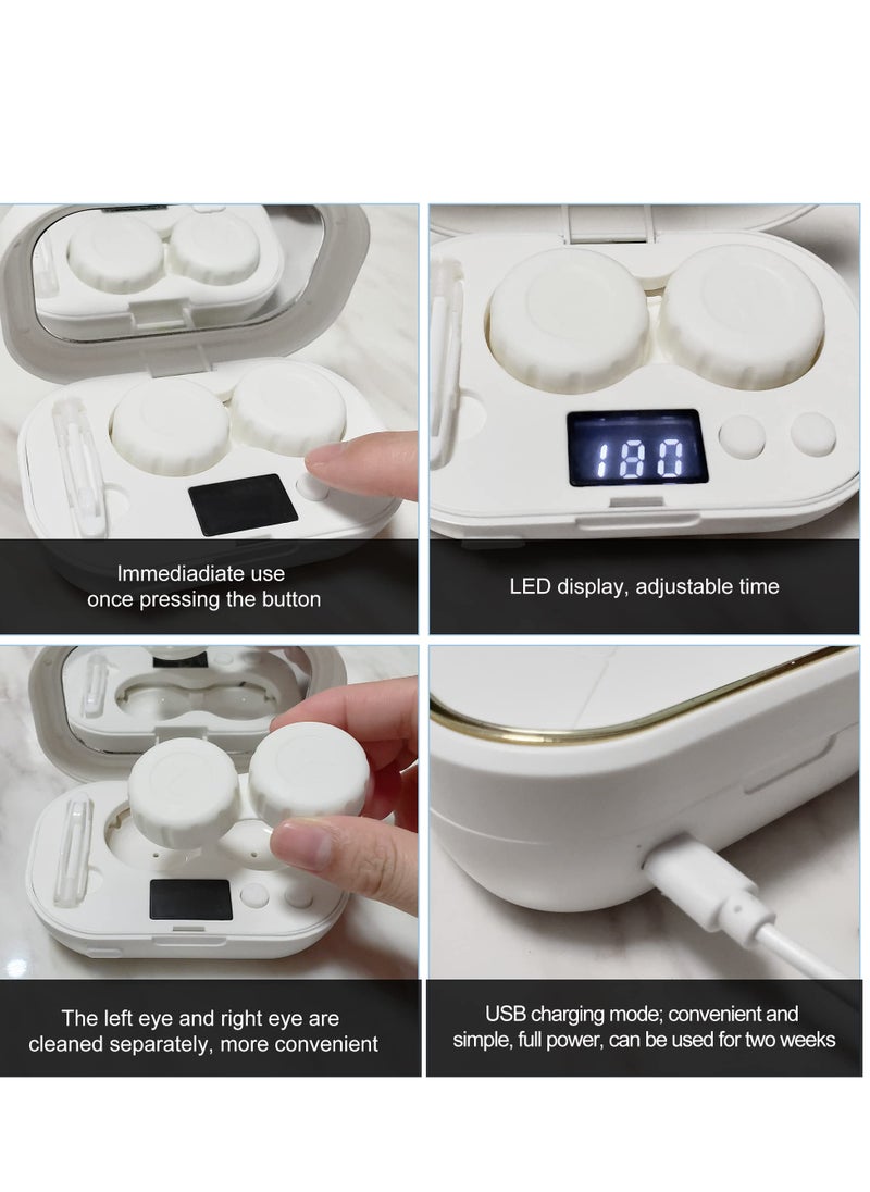 KASTWAVE Contact Lens Cleaner Machine, Portable Ultrasonic AutoContact Lens Cleaner with USB Charger LED Display for Daily Care Fast Cleaning Soft and Hard Contact Lenses(White)  - Image 5