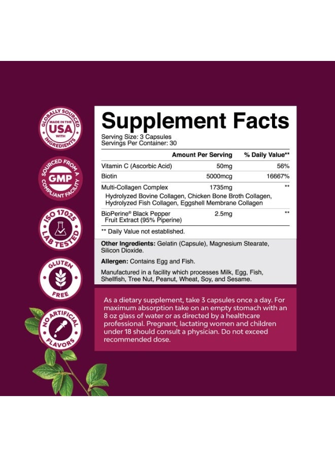 نايتشرز كرافت مجمع الكولاجين المتعدد أو فيتامينات الشعر والبشرة والأظافر 90 قطعة 30 حصة - Image 3