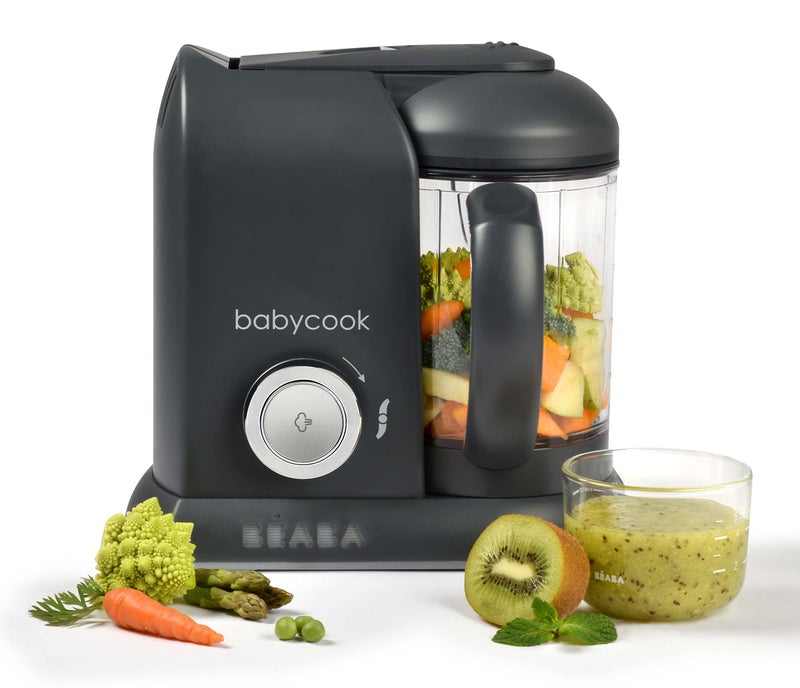 BEABA Babycook Solo 4 in 1 Baby Food Maker, Baby Food Processor, Steam Cook and Blender, Large Capacity 4.5 Cups, Cook healthy baby food at Home, Dishwasher Safe, Charcoal - Image 1