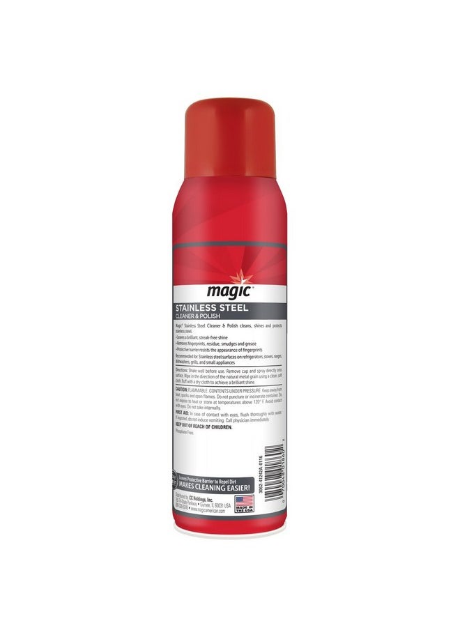 Magic Magic Stainless Steel Cleaner Aerosol - 17 Ounce - Removes Fingerprints Residue Water Marks and Grease From Appliances - Refrigerator Dishwasher Oven Grill etc  - Image 1