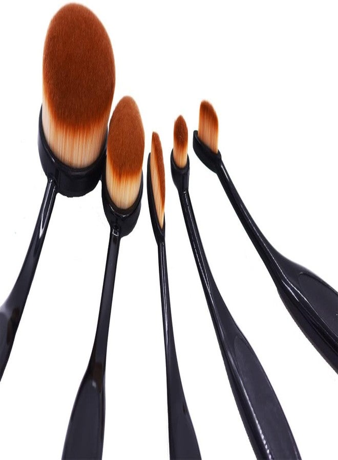 NESA Set of 5 Makeup Brush Cosmetic Oval Toothbrush Blush Powder Foundation Beauty Eyeshadow Black Brushes Set - Image 2