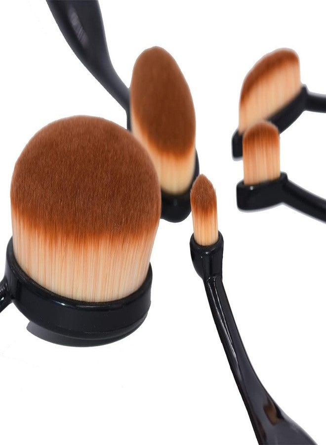 NESA Set of 5 Makeup Brush Cosmetic Oval Toothbrush Blush Powder Foundation Beauty Eyeshadow Black Brushes Set - Image 5