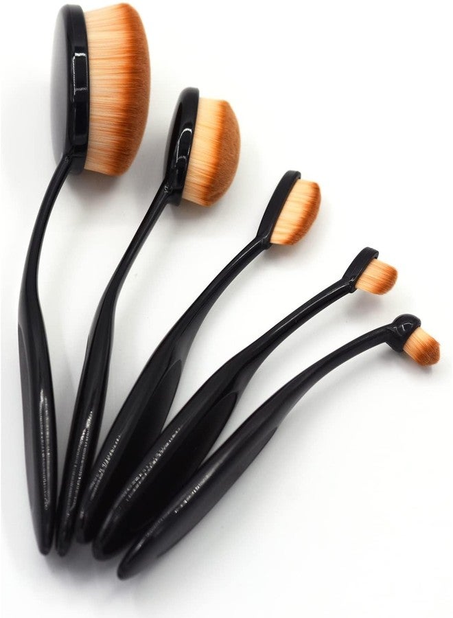 NESA Set of 5 Makeup Brush Cosmetic Oval Toothbrush Blush Powder Foundation Beauty Eyeshadow Black Brushes Set - Image 3