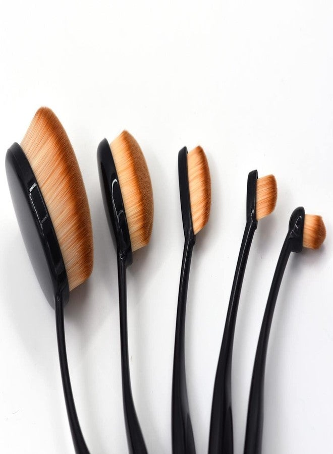 NESA Set of 5 Makeup Brush Cosmetic Oval Toothbrush Blush Powder Foundation Beauty Eyeshadow Black Brushes Set - Image 4