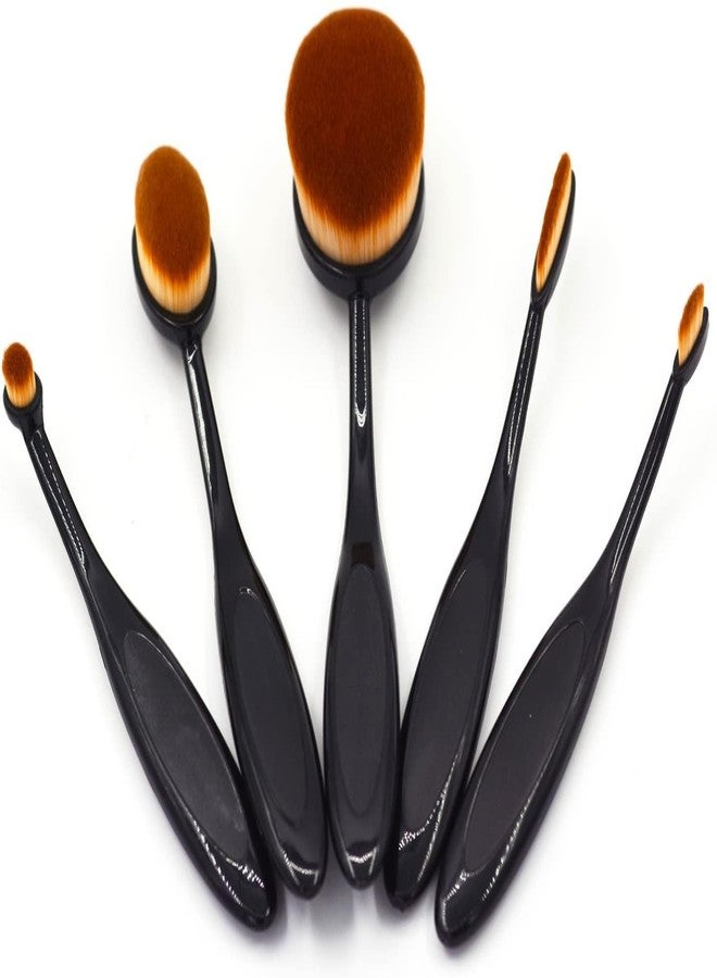 NESA Set of 5 Makeup Brush Cosmetic Oval Toothbrush Blush Powder Foundation Beauty Eyeshadow Black Brushes Set - Image 1