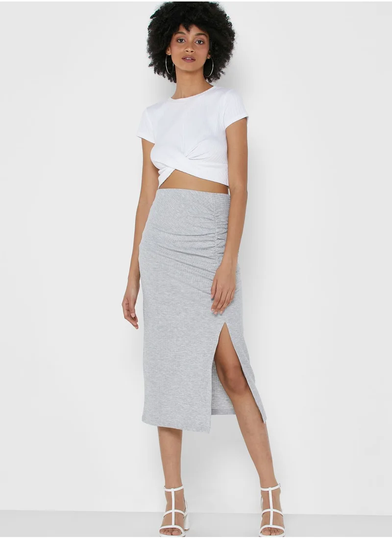 Jacqueline de Yong Side Slit Midi Skirt