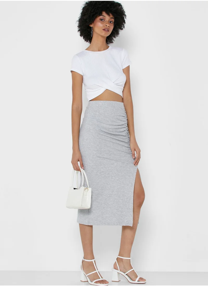 Jacqueline de Yong Side Slit Midi Skirt