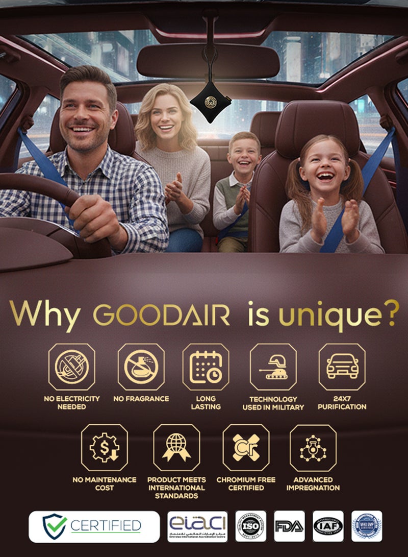 GOODAIR 2.0 Car Air Purifier | Non-electric | Super Black | Clinically Proven | Tested & Certified to Absorb Toxic Gases | Advanced Impregnated Activated Carbon | 24/7 Air Purification - Image 5