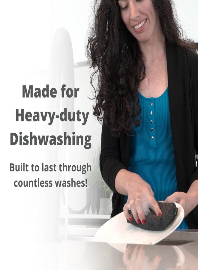 Grill Rescue Heavy Duty Kitchen Sponge - Lasts 20x Longer, Scratch-Free, Safe for Non-Stick Cookware - Cut Resistant, Versatile Household, Bathroom & Outdoor Cleaning Supplies (3, Grey) - Image 2