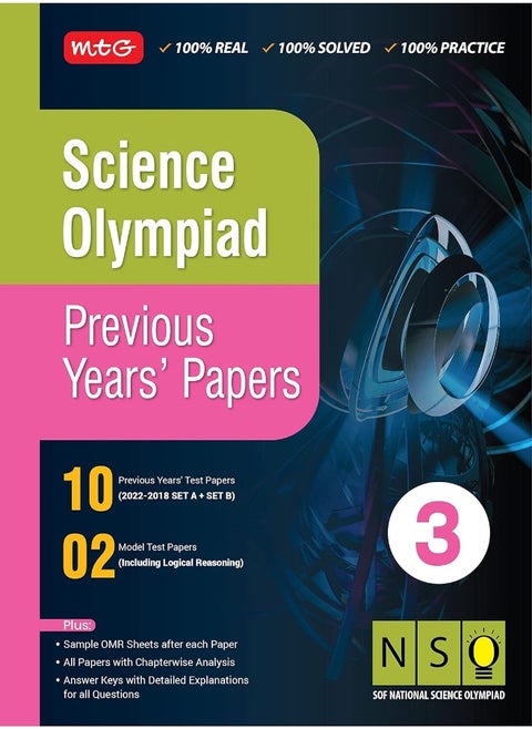 MTG Science (NSO) Olympiad Previous Years Papers with Mock Test Papers Class 3 - Sample OMR Sheet with Chapterwise Analysis | SOF Olympiad Books For 2023-24 Exam MTG Editorial Board