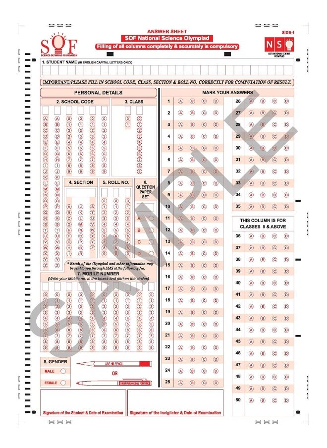 MTG Science (NSO) Olympiad Previous Years Papers with Mock Test Papers Class 3 - Sample OMR Sheet with Chapterwise Analysis | SOF Olympiad Books For 2023-24 Exam MTG Editorial Board