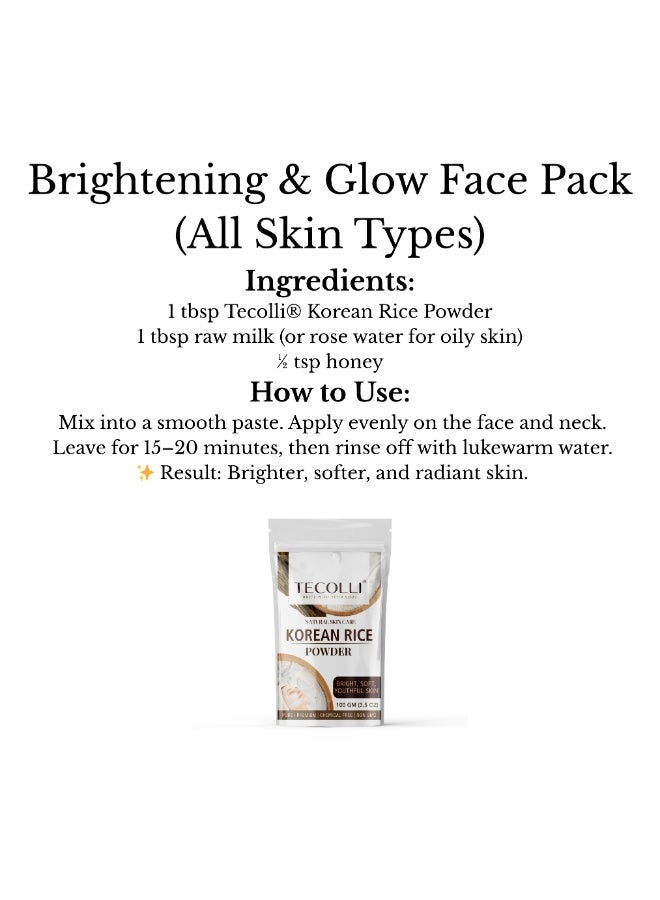 TECOLLI Korean Rice Powder Face Mask 100 g | 100% Pure, Natural & Premium | Brightening  | Exfoliating Scrub  Anti-Aging | Deep-Cleansing | Pore-Refining  Hydrating Glow Booster - Image 5