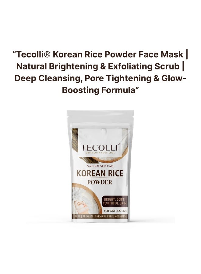 TECOLLI Korean Rice Powder Face Mask 100 g | 100% Pure, Natural & Premium | Brightening  | Exfoliating Scrub  Anti-Aging | Deep-Cleansing | Pore-Refining  Hydrating Glow Booster - Image 2