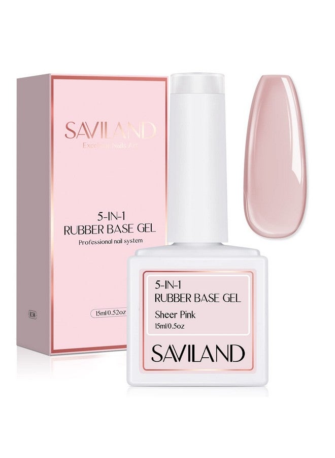 Saviland 5In1 Rubber Base Nail Gel Sheer Pink Biabs Builder Gels Rubber Base Nail Coat Jelly Gel Nail Polish Gel Nail Polish Strengthener Gel Nail For Starters Professionals Home Diy - Image 1