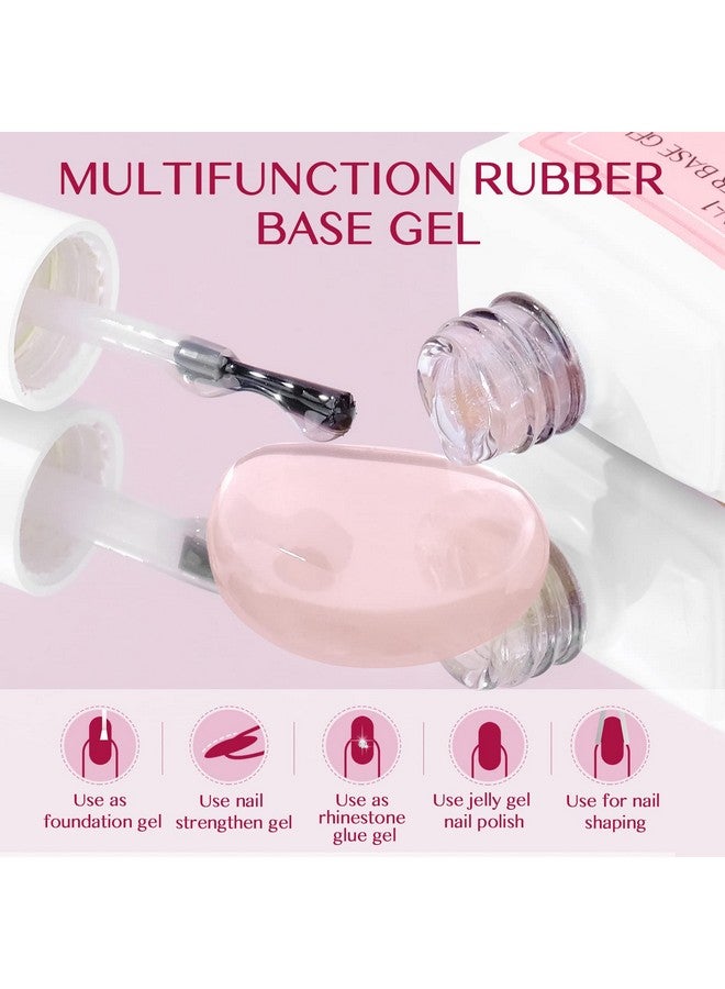 Saviland 5In1 Rubber Base Nail Gel Sheer Pink Biabs Builder Gels Rubber Base Nail Coat Jelly Gel Nail Polish Gel Nail Polish Strengthener Gel Nail For Starters Professionals Home Diy - Image 5