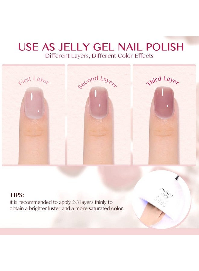 Saviland 5In1 Rubber Base Nail Gel Sheer Pink Biabs Builder Gels Rubber Base Nail Coat Jelly Gel Nail Polish Gel Nail Polish Strengthener Gel Nail For Starters Professionals Home Diy - Image 3