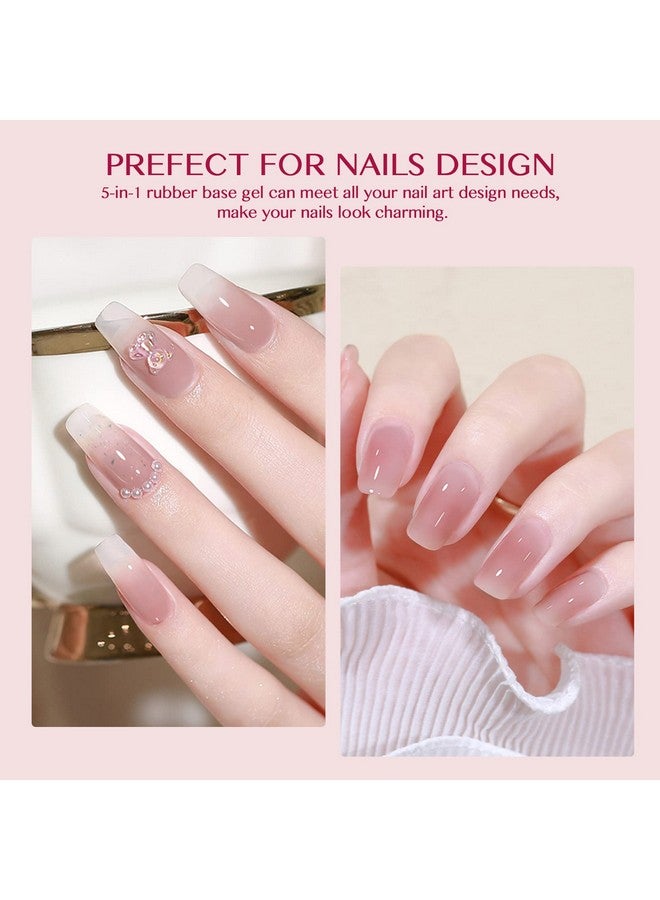 Saviland 5In1 Rubber Base Nail Gel Sheer Pink Biabs Builder Gels Rubber Base Nail Coat Jelly Gel Nail Polish Gel Nail Polish Strengthener Gel Nail For Starters Professionals Home Diy - Image 4