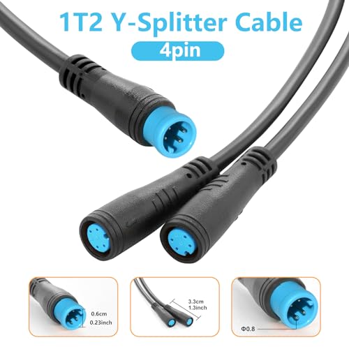 baluoqi 1T2 Y-Splitter Extension Wire with Julet Type 4pin Connector for Bike Headlight Cable in eBike Conversion Kits (4pin, 7" in Length) - Image 4