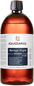 Naissance Organic Borage Starflower Seed Oil No 226 900ml Naturally High in GLA GammaLinolenic Acid for Skin Face Body Hair Massage Vegan - Image 1