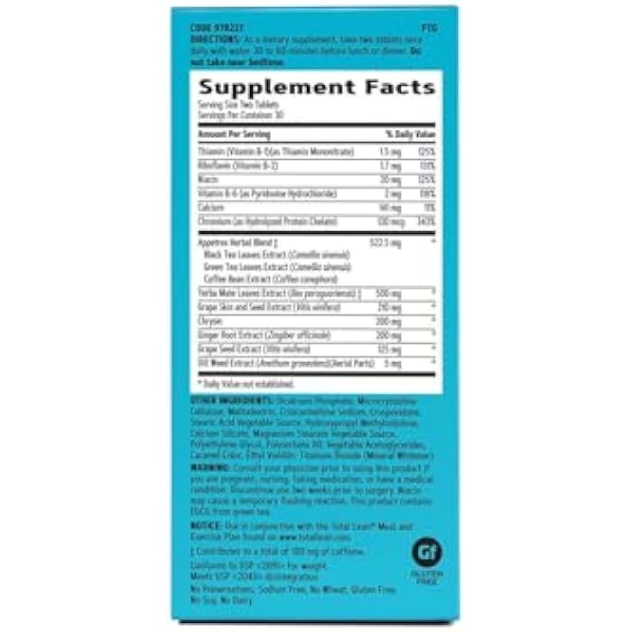 GNC Total Lean Appetrex Control, Clinically Shown to Reduce Calorie Intake, 60 Tablets - Image 2