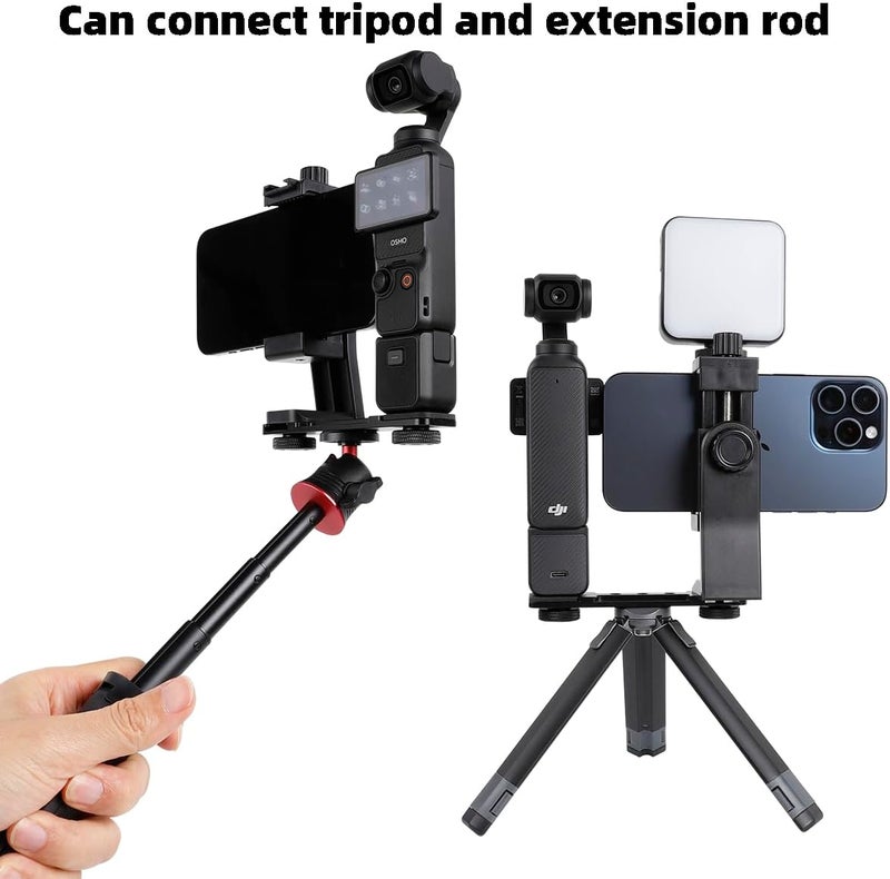 حامل الهاتف لـ DJI Osmo Pocket 3، ملحقات توسعة حامل الهاتف المحمول مع فتحة خيط 1/4 بوصة تستخدم مع الحامل ثلاثي القوائم وقضيب التمديد - Image 3