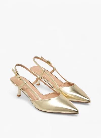 سيليست Women's Mules with Hook and Loop Closure and Kitten Heel