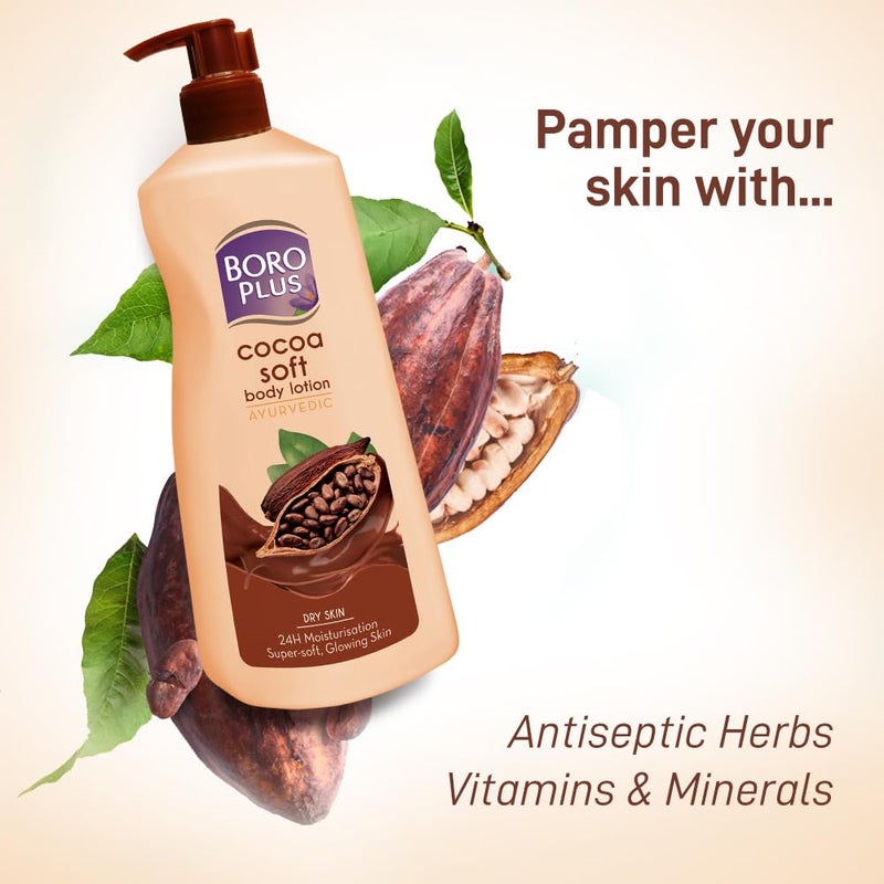 Boroplus Cocoa Soft Body Lotion | 24H Moisturizer for Dry Skin | Deep Hydration & Nourishment | Softens, Smooths & Restores Glow | Fast-Absorbing, Non-Greasy Formula | 13.53 Fl Oz (400ml) - Image 4