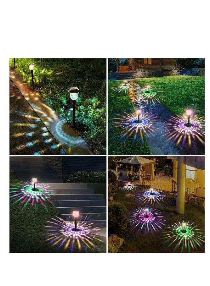 BLUE CORAL Solar Lawn Dynamic Light 2-Pack Garden Ground Plug 2-Mode Warm/RGB Lights Outdoor Waterproof Solar Street Lamps Stainless Steel Glass Illumination Lamps  - Image 2