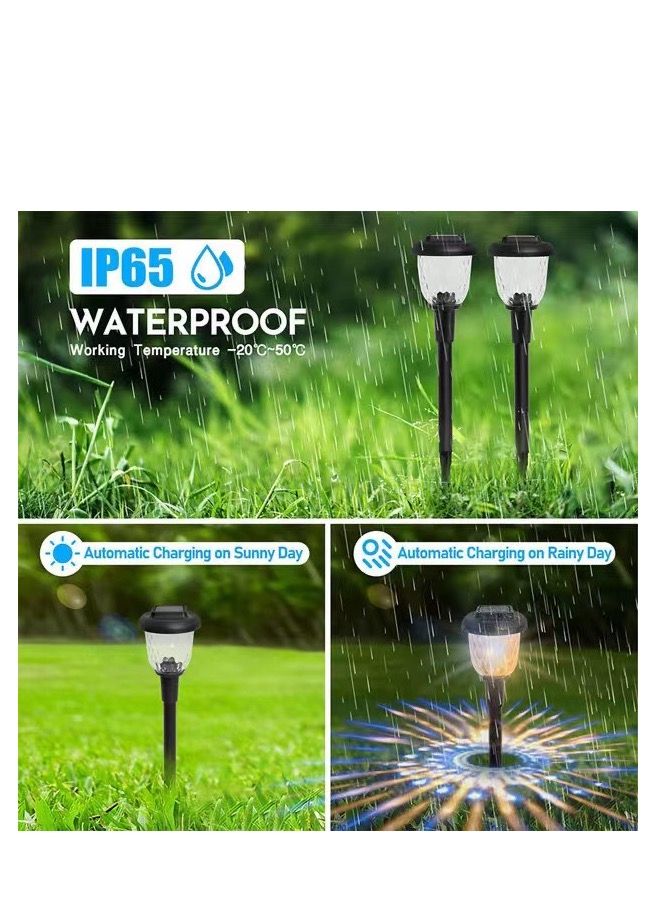 BLUE CORAL Solar Lawn Dynamic Light 2-Pack Garden Ground Plug 2-Mode Warm/RGB Lights Outdoor Waterproof Solar Street Lamps Stainless Steel Glass Illumination Lamps  - Image 4